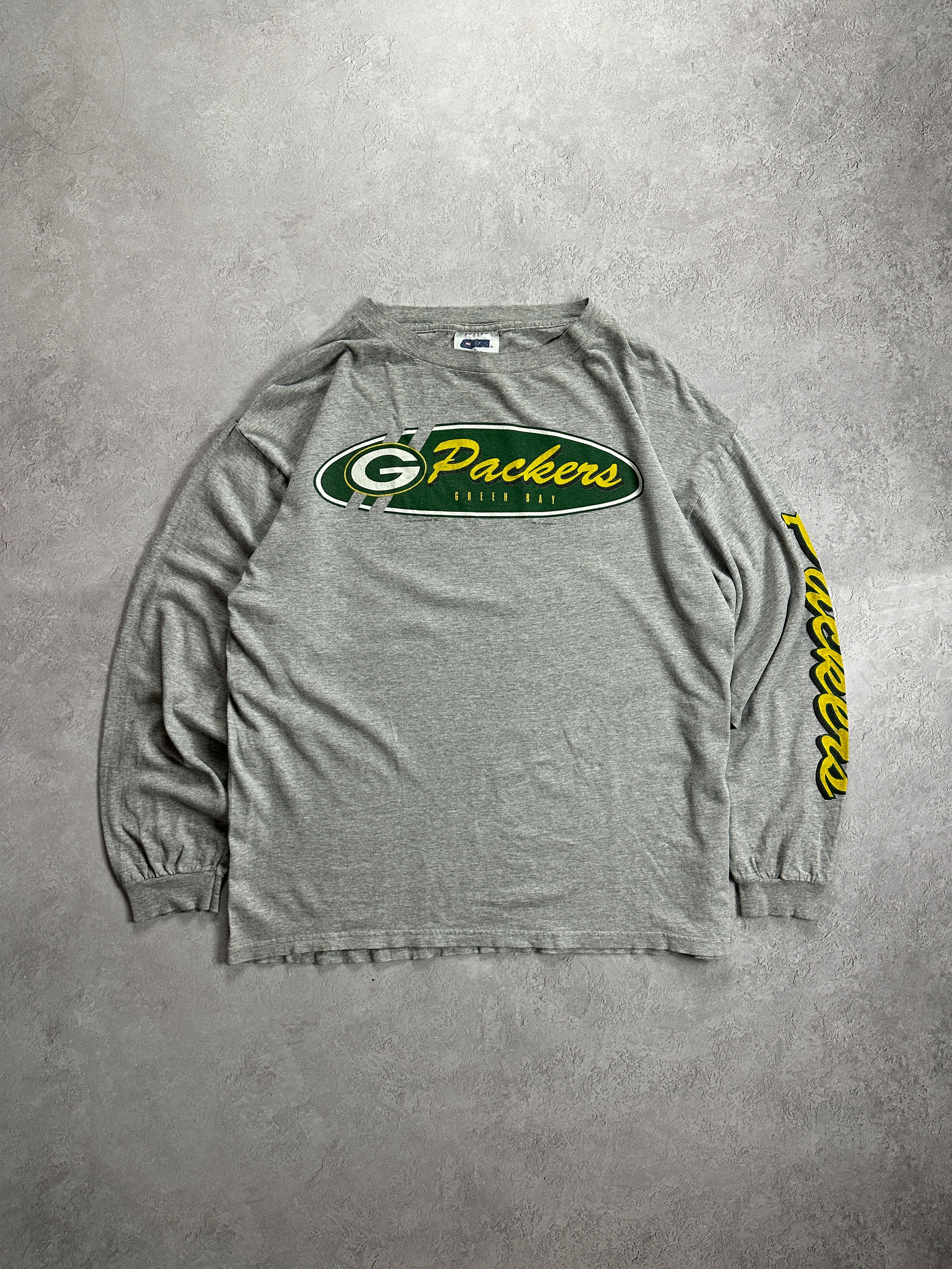 00s Grey Green Bay Packers L/S T-Shirt (XL)