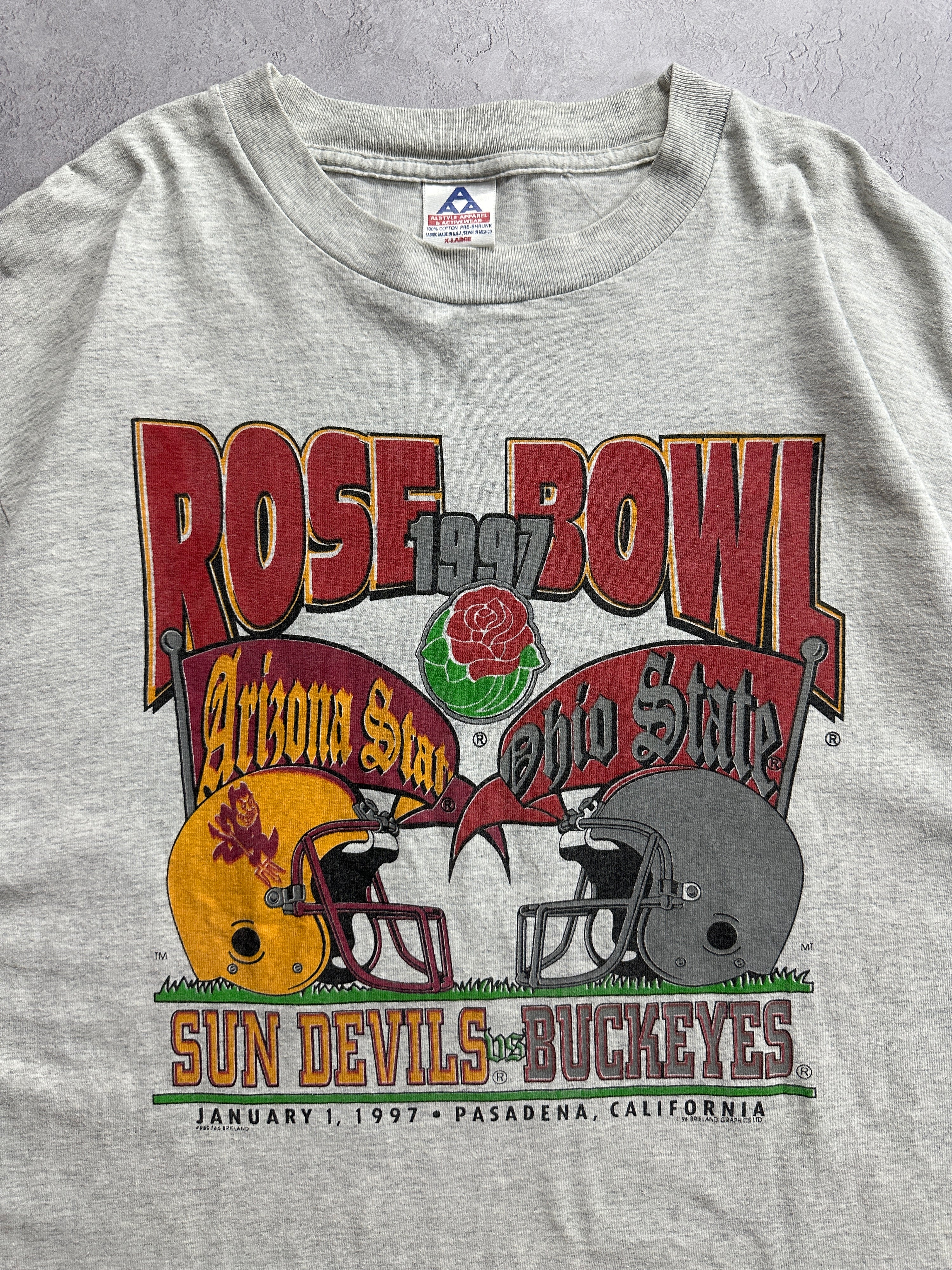 '97 Grey Rose Bowl Sun Devils VS Buckeyes T-Shirt (Fits L)