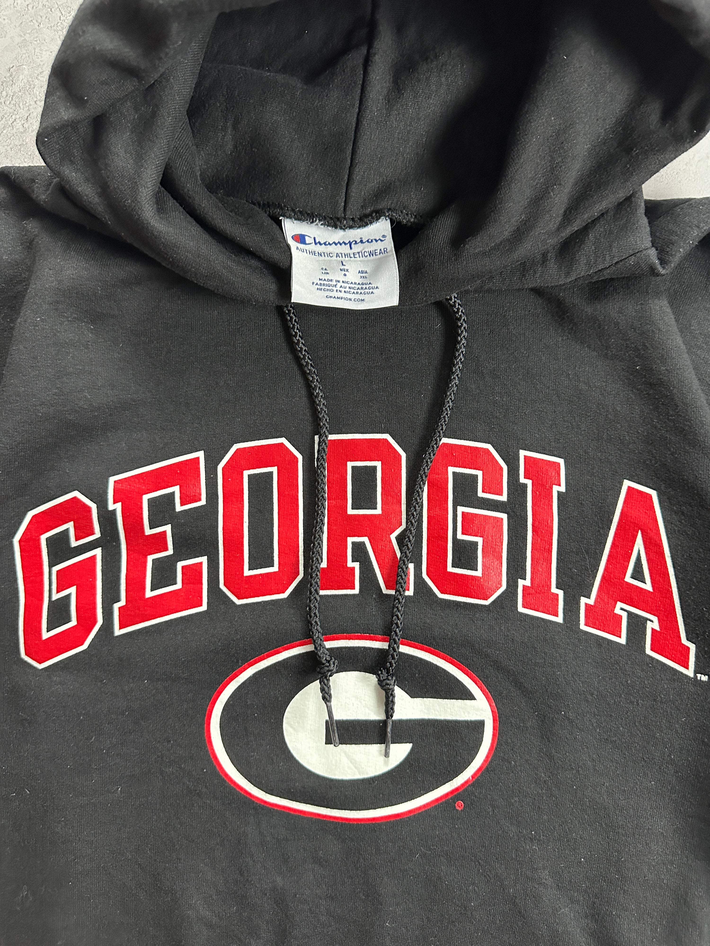 00s Black Champion Georgia Bulldogs Hoodie (Fits M)