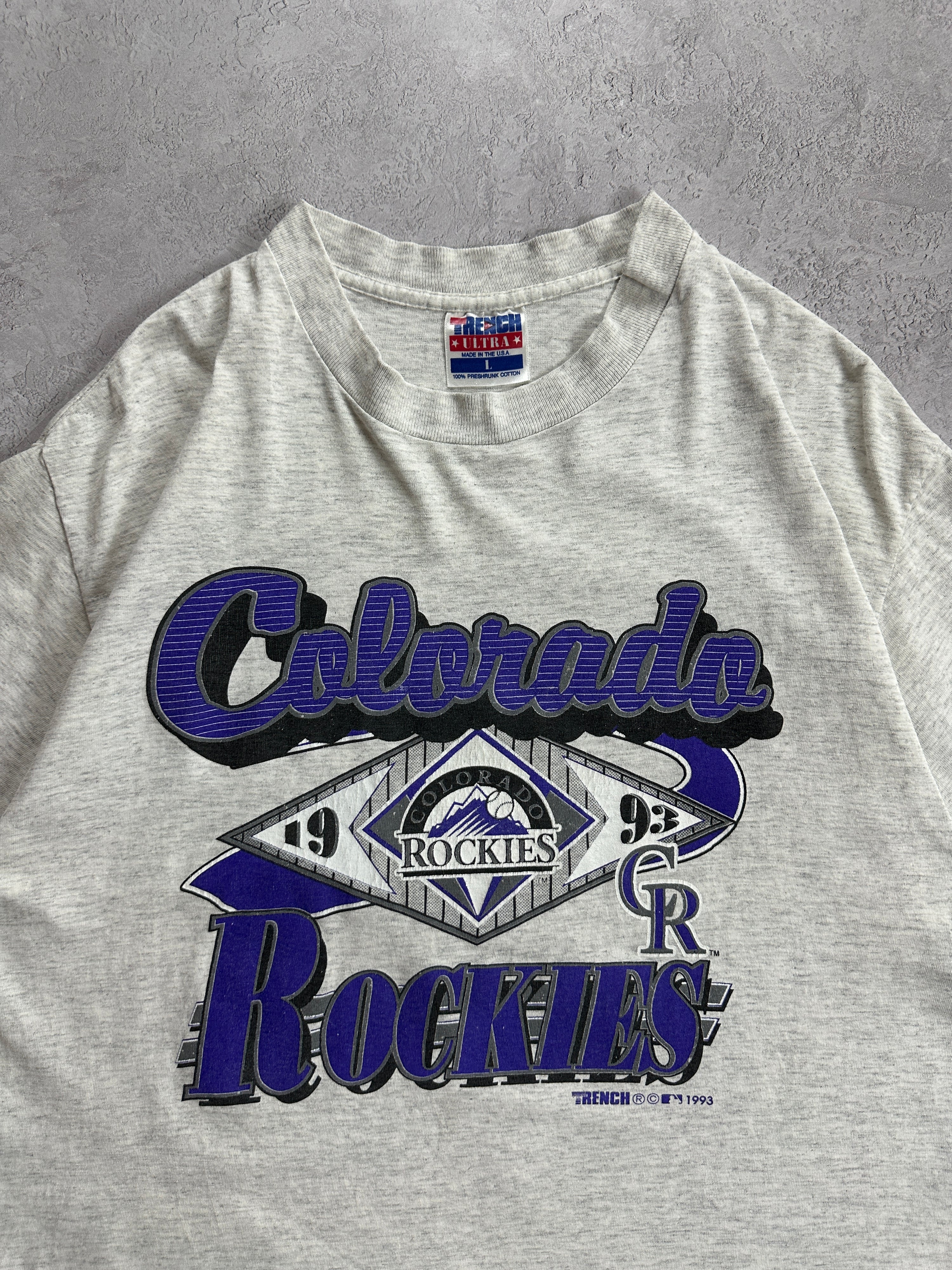 90s Grey Colorado Rockies Baseball T-Shirt (Fits S)