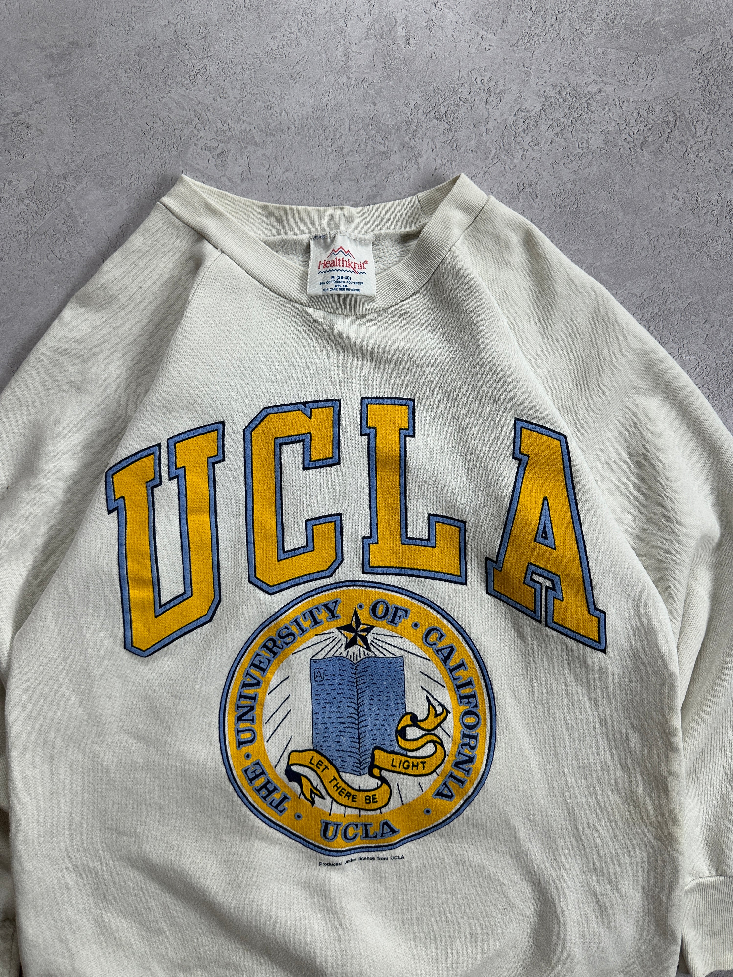 80s Cream UCLA Blue and Gold Crewneck (Fits S)