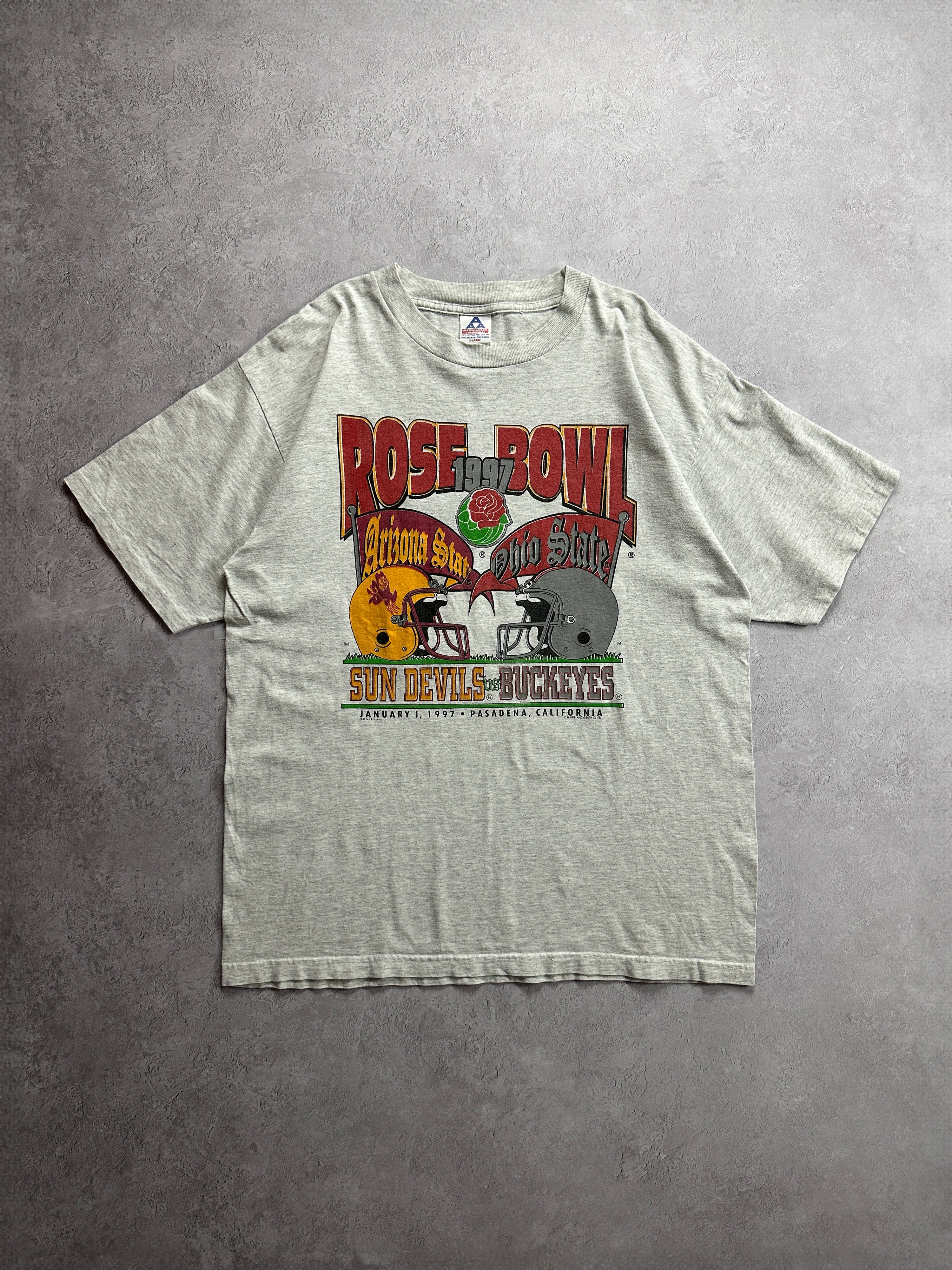 '97 Grey Rose Bowl Sun Devils VS Buckeyes T-Shirt (Fits L)