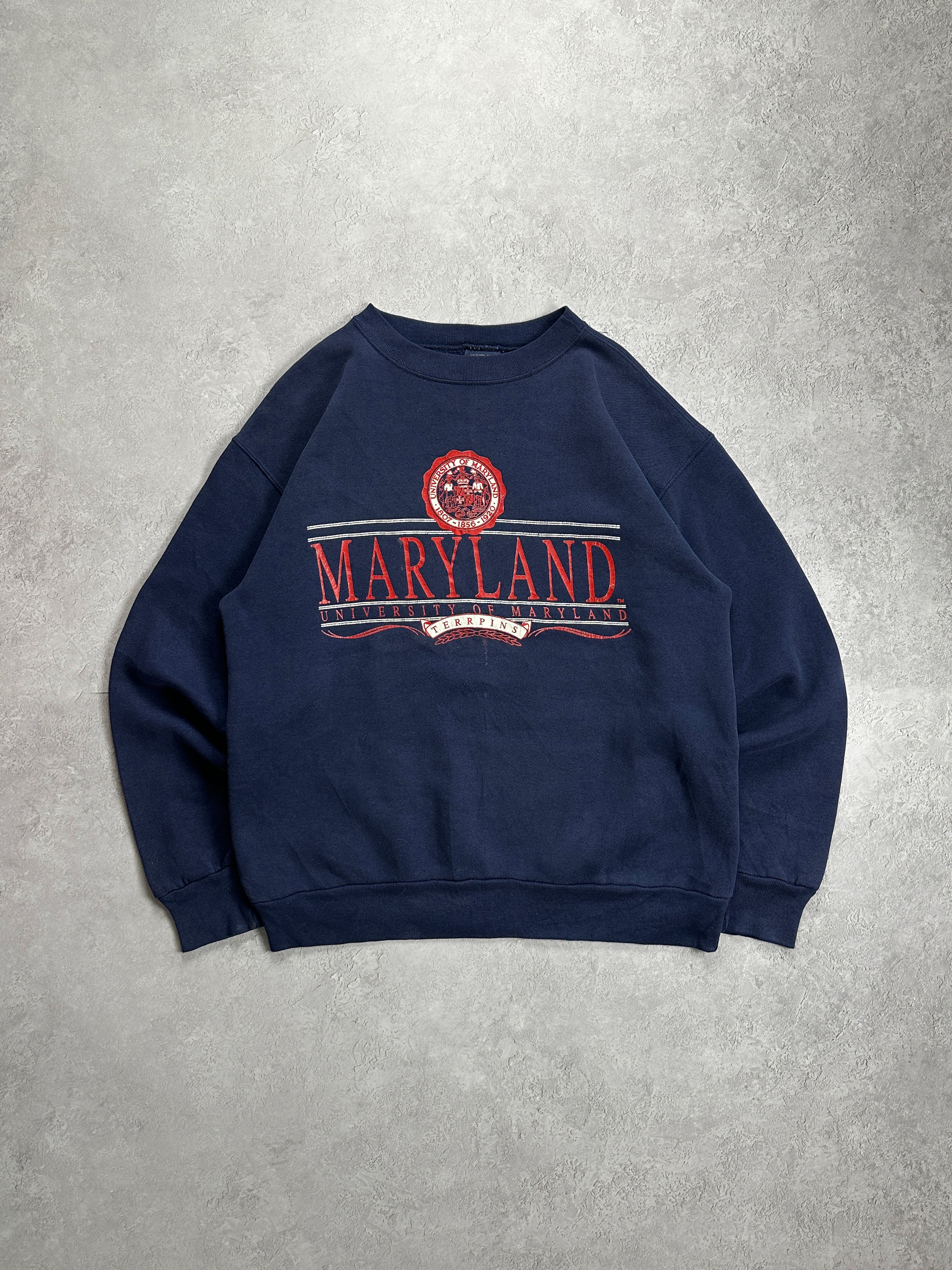 90s Navy University of Marylands Crewneck (Fits S)